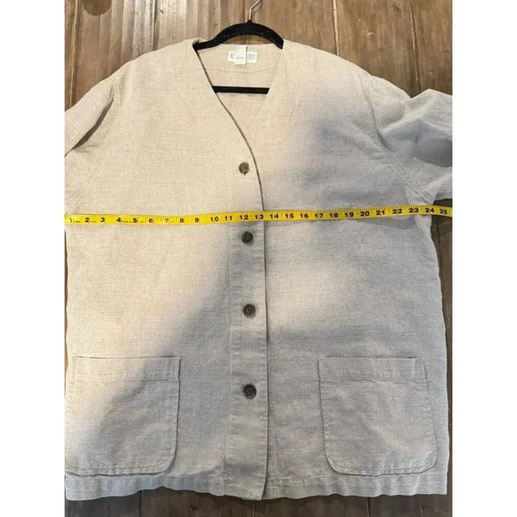 Lands End Womens Linen Buttton Down Lightweight Jacket Lagenlook SIZE xL - Picture 3 of 7